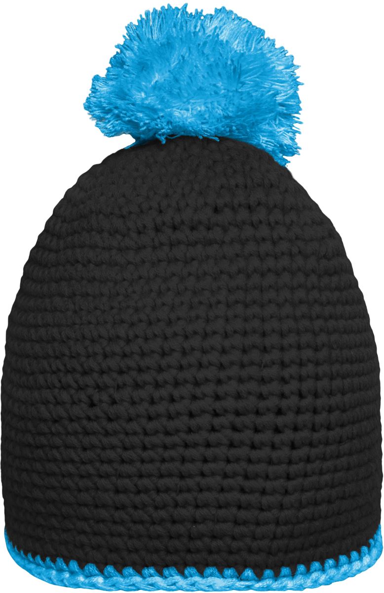 Häkelmütze mit Kontrastrand und Pompon Daiber | MB 7964