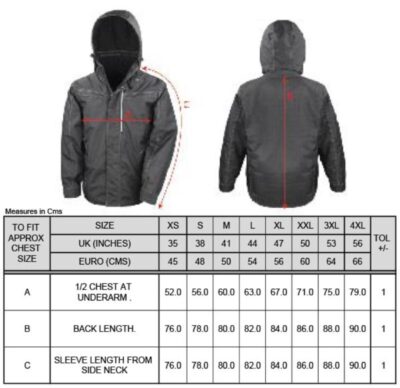 Workwear Jacke in Denim Struktur Result | R 326X Grössentabelle Workwear Jacke in Denim Struktur Result | R 326X Grössentabelle