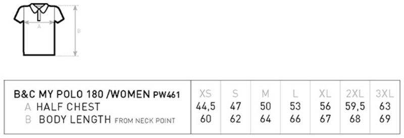 Damen Piqué Polo B&C | My Polo 180 /women Grössentabelle