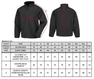 Herren 2-Lagen Softshell Jacke "Printable" Result Recycled | R 901M Grössentabelle Herren 2-Lagen Softshell Jacke "Printable" Result Recycled | R 901M Grössentabelle