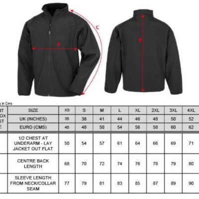 Herren 2-Lagen Softshell Jacke "Printable" Result Recycled | R 901M Grössentabelle Herren 2-Lagen Softshell Jacke "Printable" Result Recycled | R 901M Grössentabelle