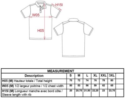 Herren Jersey Polo Kariban | K 262 Grössentabelle Herren Jersey Polo Kariban | K 262 Grössentabelle