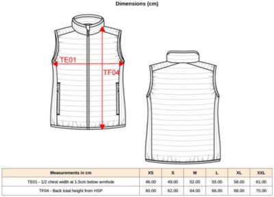 Leichter Damen Bodywarmer Kariban | K 6114 Grössentabelle Leichter Damen Bodywarmer Kariban | K 6114 Grössentabelle