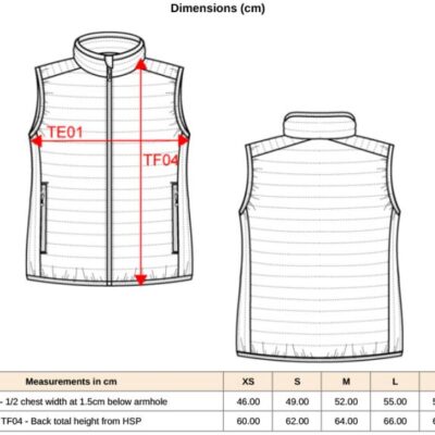 Leichter Damen Bodywarmer Kariban | K 6114 Grössentabelle Leichter Damen Bodywarmer Kariban | K 6114 Grössentabelle