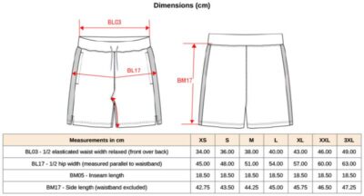 Herren Sport Shorts Kariban ProAct | PA 1032 Grössentabelle Herren Sport Shorts Kariban ProAct | PA 1032 Grössentabelle
