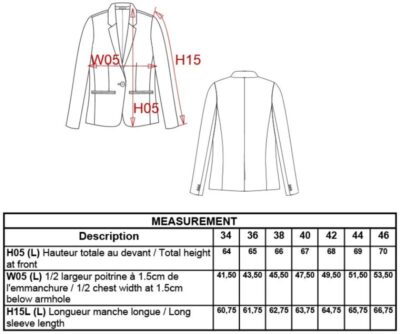 Damen Blazer Kariban | K 6133 Grössentabelle Damen Blazer Kariban | K 6133 Grössentabelle