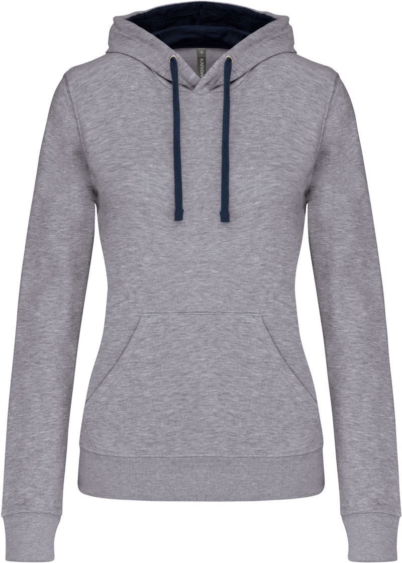 Damen Kontrast Kapuzen Sweater Kariban | K 465