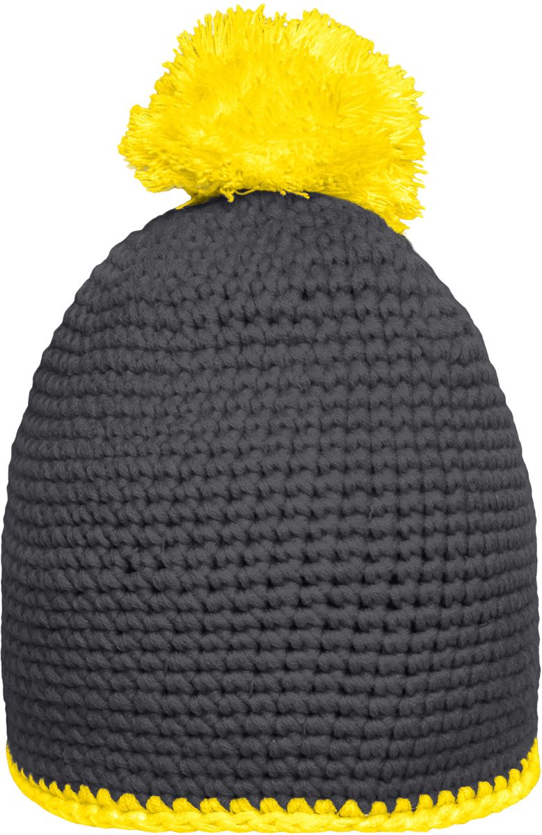 Häkelmütze mit Kontrastrand und Pompon Daiber | MB 7964