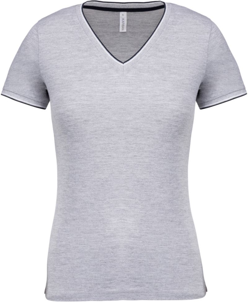 Damen Piqué V-Ausschnitt T-Shirt Kariban | K 394