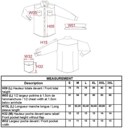 Denim Hemd langarm Kariban | K 519 Grössentabelle