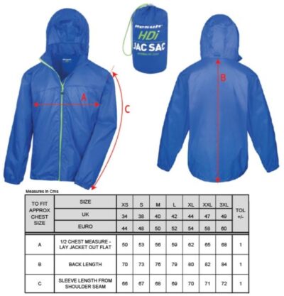 Regenjacke Result | R 189X Grössentabelle Regenjacke Result | R 189X Grössentabelle