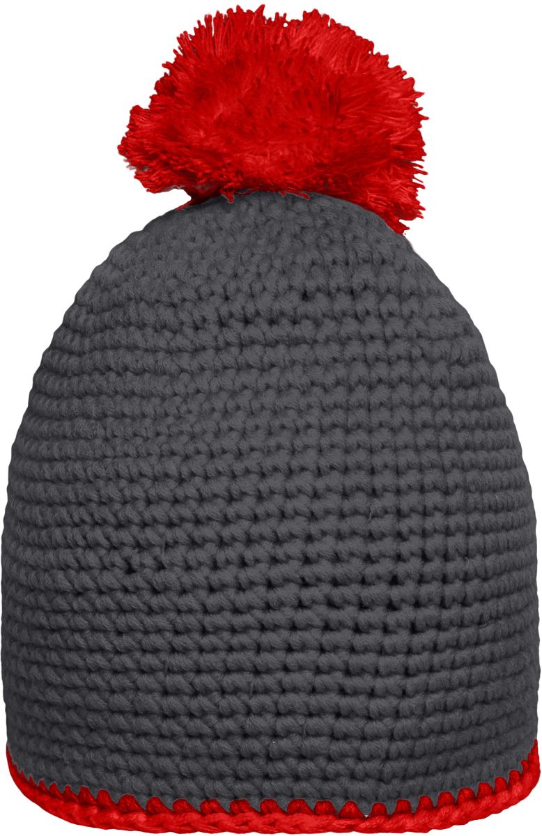 Häkelmütze mit Kontrastrand und Pompon Daiber | MB 7964