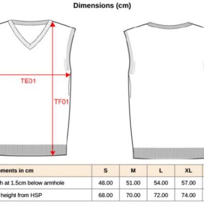 Herren V-Ausschnitt Pullunder Kariban | K 969 Grössentabelle