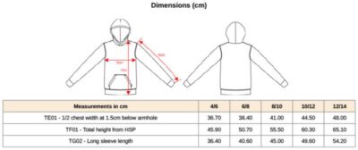 Kinder Kapuzen Sweater Kariban | K 477 Grössentabelle