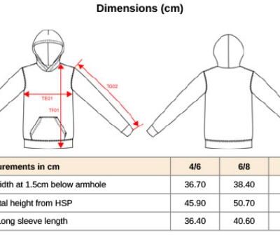 Kinder Kapuzen Sweater Kariban | K 477 Grössentabelle