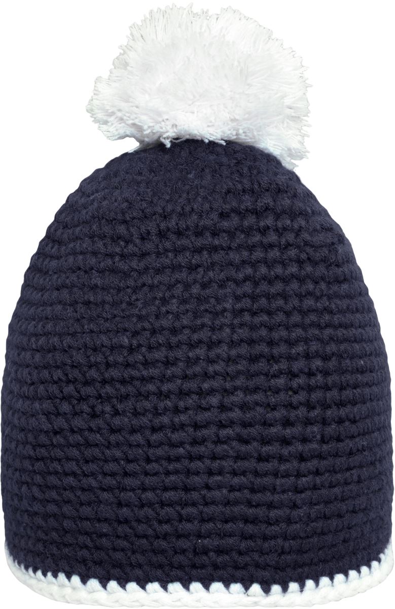 Häkelmütze mit Kontrastrand und Pompon Daiber | MB 7964