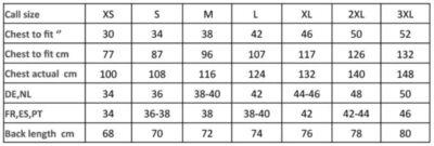 Herren Rollärmel T-Shirt langarm Premier | PR 218 Grössentabelle