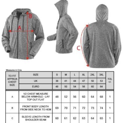 Herren Kapuzen Sweatjacke Spiro | S 277M Grössentabelle