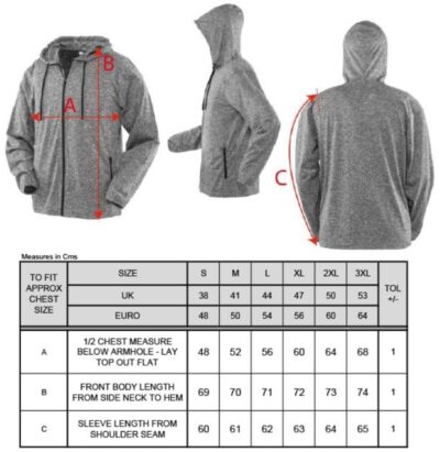 Herren Kapuzen Sweatjacke Spiro | S 277M Grössentabelle