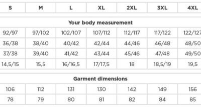Herringbone Hemd kurzarm Russell | 963M Grössentabelle