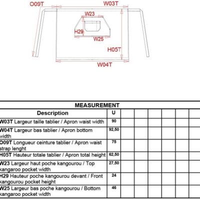 Barschürze mittellang Kariban | K 887 Grössentabelle Barschürze mittellang Kariban | K 887 Grössentabelle