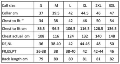 Oxford Hemd Streifen langarm Premier | PR 238 Grössentabelle