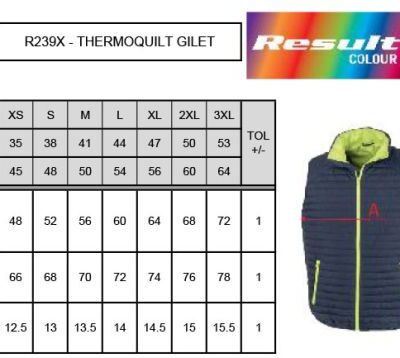 Thermoquilt Gilet Result Recycled | R 239X Grössentabelle Thermoquilt Gilet Result Recycled | R 239X Grössentabelle