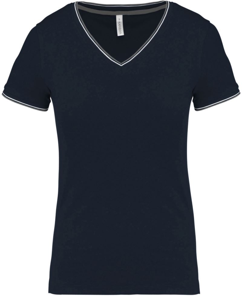 Damen Piqué V-Ausschnitt T-Shirt Kariban | K 394