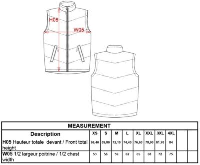 Bodywarmer Kariban | K 6118 Grössentabelle Bodywarmer Kariban | K 6118 Grössentabelle
