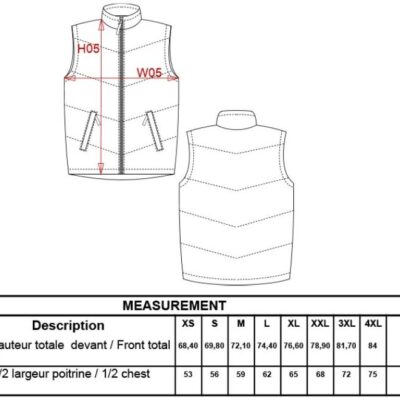 Bodywarmer Kariban | K 6118 Grössentabelle Bodywarmer Kariban | K 6118 Grössentabelle