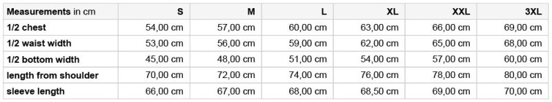 Herren Kapuzen Sweatjacke "Sherpa" Daiber | JN 1320 Grössentabelle