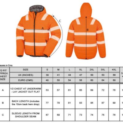 Sicherheitsjacke Result Recycled | R 500X Grössentabelle Sicherheitsjacke Result Recycled | R 500X Grössentabelle