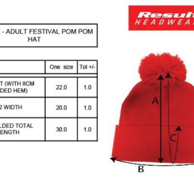 Strickmütze mit Pompon Result Winter Essentials | RC 028X Grössentabelle Strickmütze mit Pompon Result Winter Essentials | RC 028X Grössentabelle