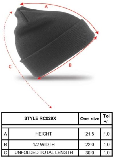 Strickmütze Result Winter Essentials | RC 029X Grössentabelle