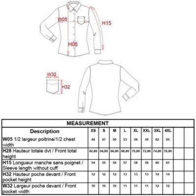 Popeline Bluse "Jessica" langarm Kariban | K 549 Grössentabelle Popeline Bluse "Jessica" langarm Kariban | K 549 Grössentabelle