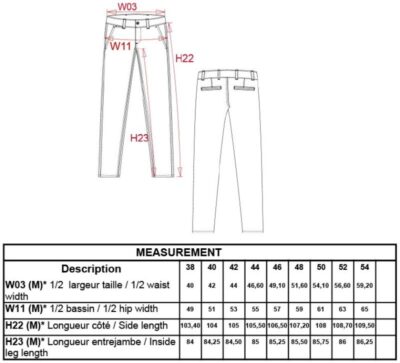 Herren Chino Hose Kariban | K 740 Grössentabelle Herren Chino Hose Kariban | K 740 Grössentabelle