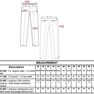 Herren Anzughose Kariban | K 730 Grössentabelle Herren Anzughose Kariban | K 730 Grössentabelle