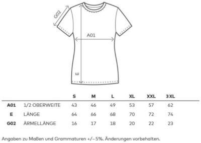 Damen Workwear T-Shirt - EXCD Promodoro | 3075 Grössentabelle Damen Workwear T-Shirt - EXCD Promodoro | 3075 Grössentabelle