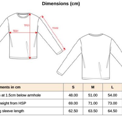 Stretch T-Shirt langarm Kariban | K 3016 Grössentabelle