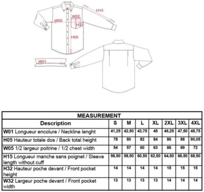 Hemd langarm bügelfrei Kariban | K 537 Grössentabelle Hemd langarm bügelfrei Kariban | K 537 Grössentabelle