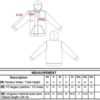 Schwere Kapuzen Sweatjacke Kariban | K 444 Grössentabelle Schwere Kapuzen Sweatjacke Kariban | K 444 Grössentabelle