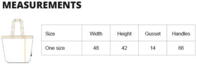 Bio Fairtrade Baumwolltasche mit Zipp Neutral | O 90053 Grössentabelle