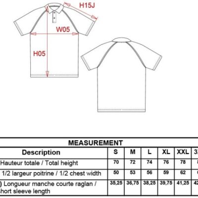 Baseball Piqué Polo Kariban | K 226 Grössentabelle