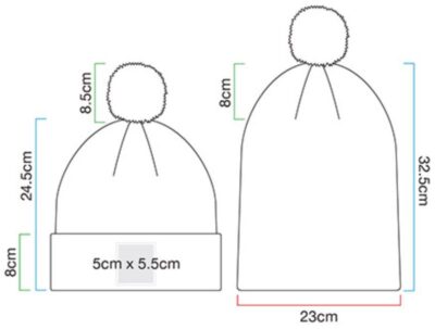 Patch Strickmütze "Pompon" Beechfield | B 338R Grössentabelle