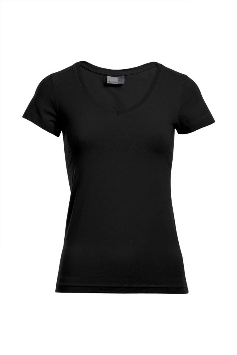 Damen Slim Fit V-Ausschnitt T-Shirt Promodoro | 3086