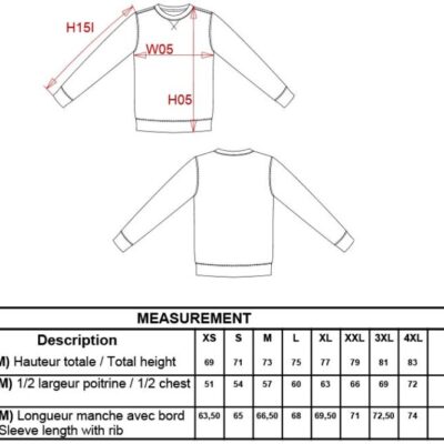 Schwerer Sweater Kariban | K 442 Grössentabelle Schwerer Sweater Kariban | K 442 Grössentabelle