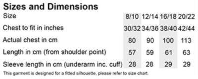 Top mit Mandarinkragen 3/4 Arm Kustom Kit | KK 785 Grössentabelle