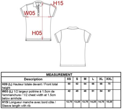 Damen Kontrast Piqué Polo Kariban | K 252 Grössentabelle Damen Kontrast Piqué Polo Kariban | K 252 Grössentabelle