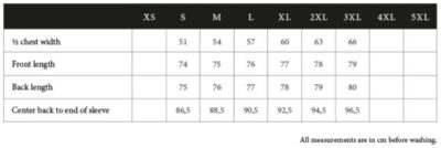 Active Stretch Hemd langarm Tee Jays | TJ 4030 Grössentabelle