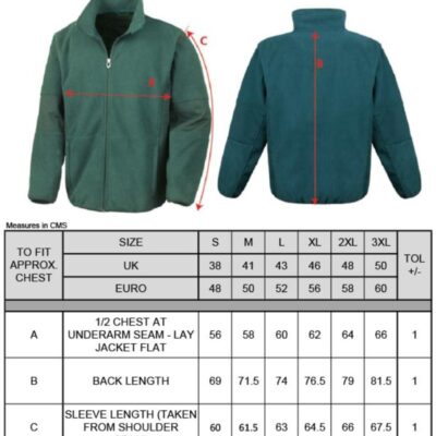 Herren 3-Lagen Softshell Jacke "Osaka" Result | R 131M Grössentabelle Herren 3-Lagen Softshell Jacke "Osaka" Result | R 131M Grössentabelle